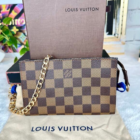 Louis Vuitton Damier Ebene Marais Bucket Bag PM Pouch Crossbody Bag RARE! - Picture 1 of 13